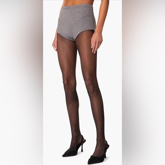 Edikted Gray Knit Micro Shorts - Picture 3 of 7